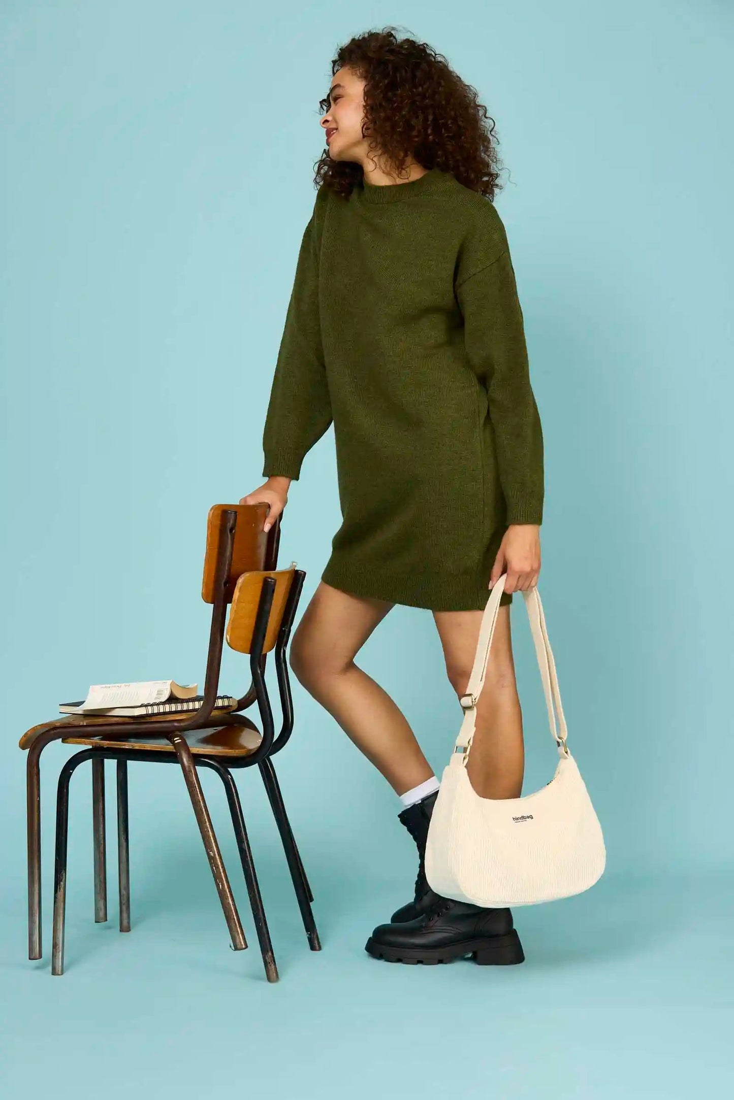 Sac bandoulière en coton bio | écru "rosa velours beige"