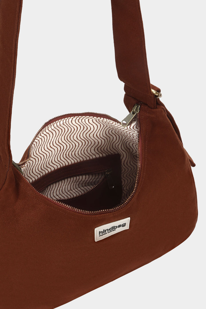 Sac bandoulière en coton biologique | marron "hobo claire - chocolat"