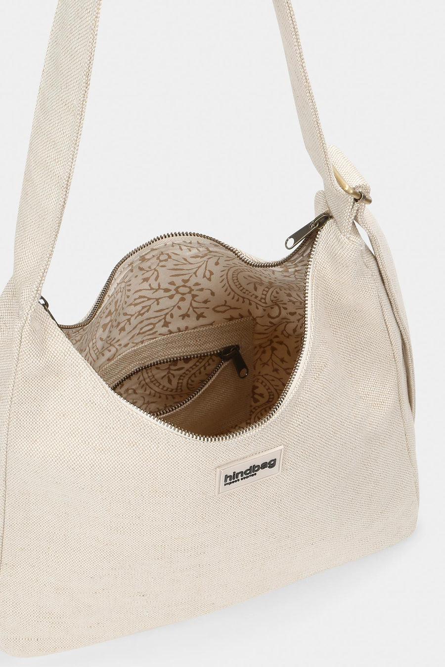 Sac à bandoulière en coton et en jute biologique | beige "hobo claire - jute"