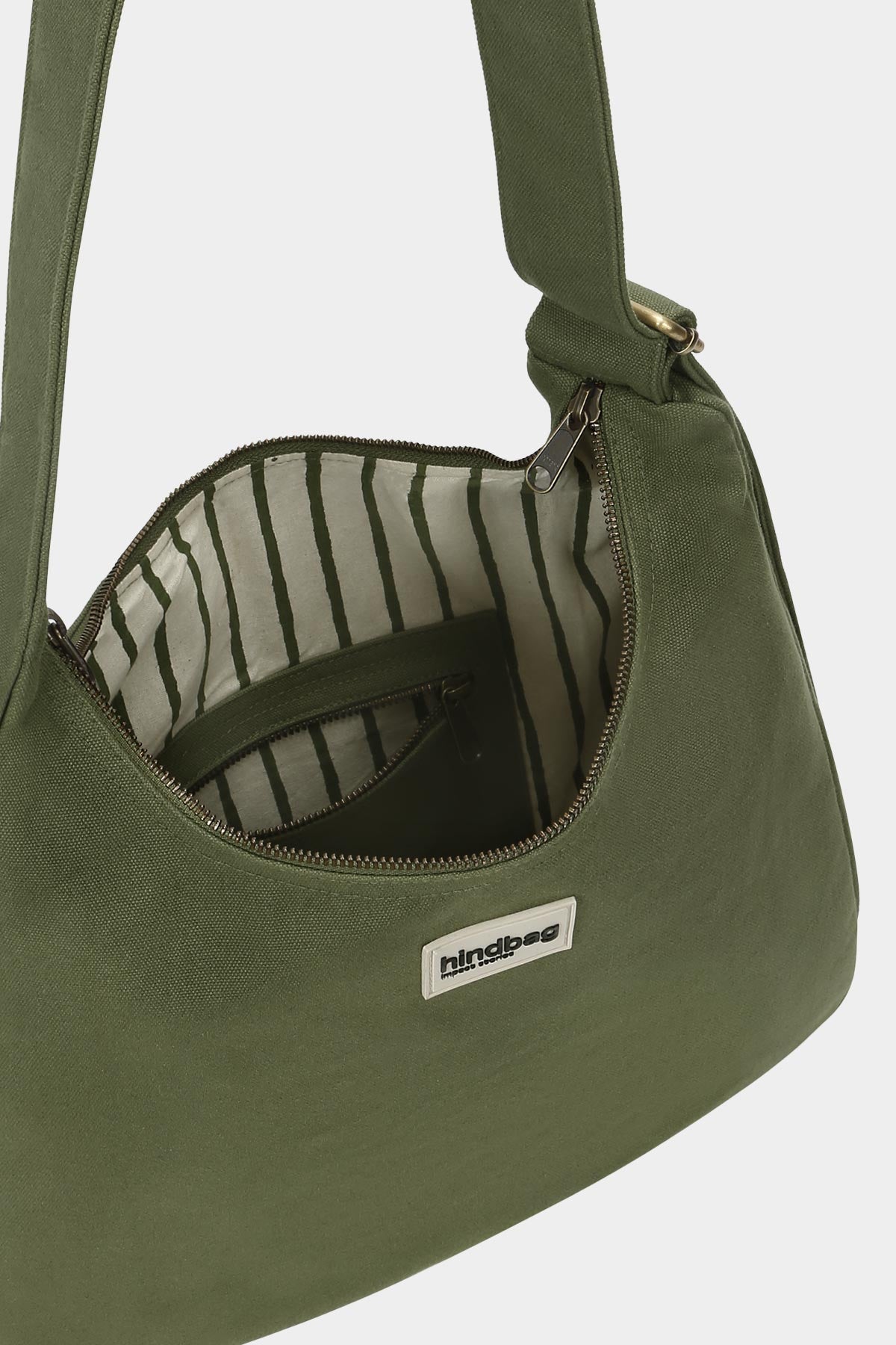 Sac à bandoulière en coton biologique | vert "sac hobo claire - olive"