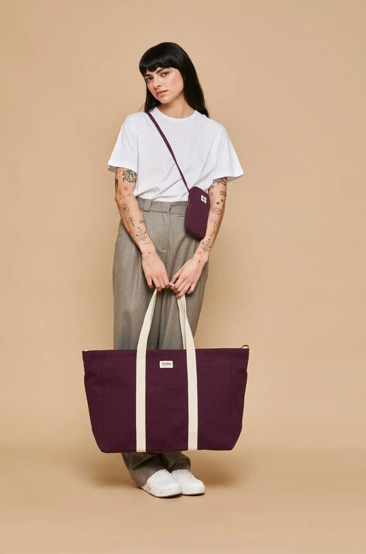 Sac de voyage en coton bio | Prune "jean prune"
