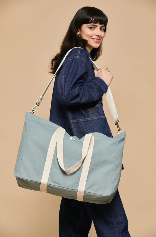 Sac de voyage en coton bio | Sauge "jean sauge"