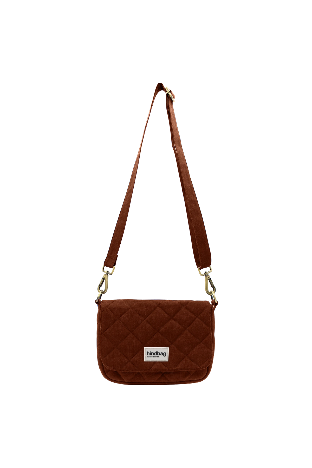 Sac bandoulière matelassé en coton bio | chocolat "margault"