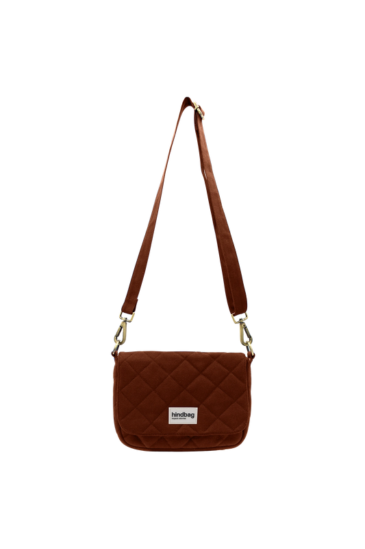 Sac bandoulière matelassé en coton bio | chocolat "margault"