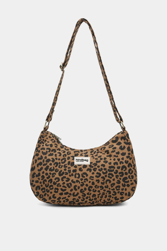 Sac bandoulière en coton bio | marron "rosa léopard canelle"