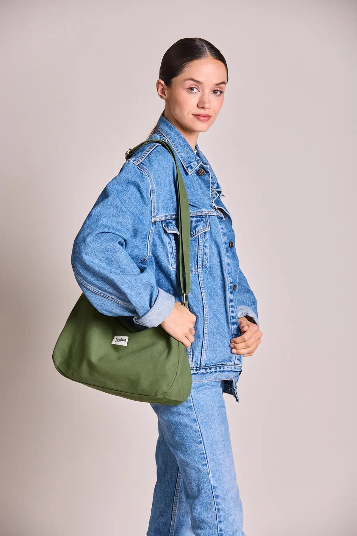 Sacs bandoulière en coton biologique | vert "rosa olive"