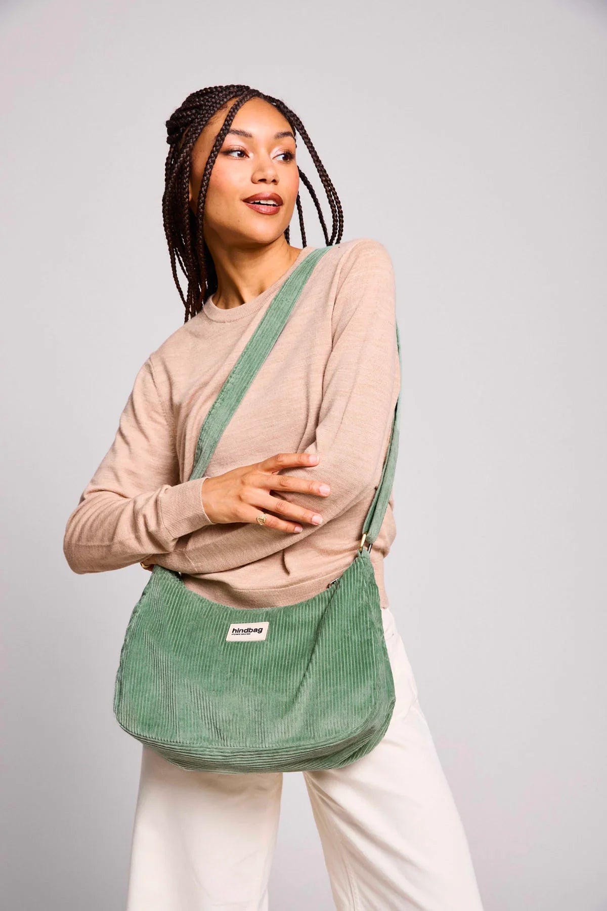 Sac bandoulière en coton bio | vert "rosa velours vert d'eau"