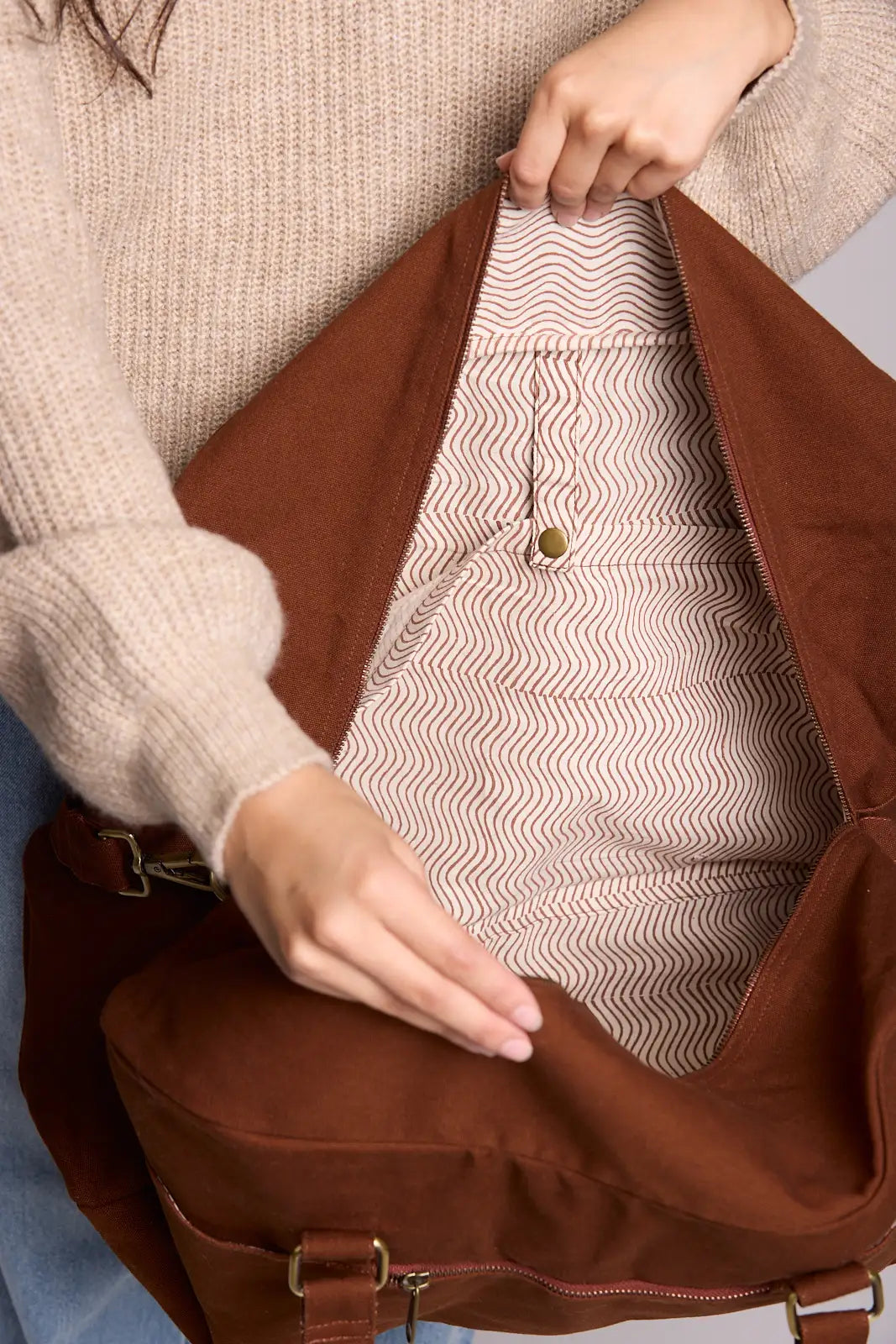 Sac voyage en coton bio | olive "yves chocolat"