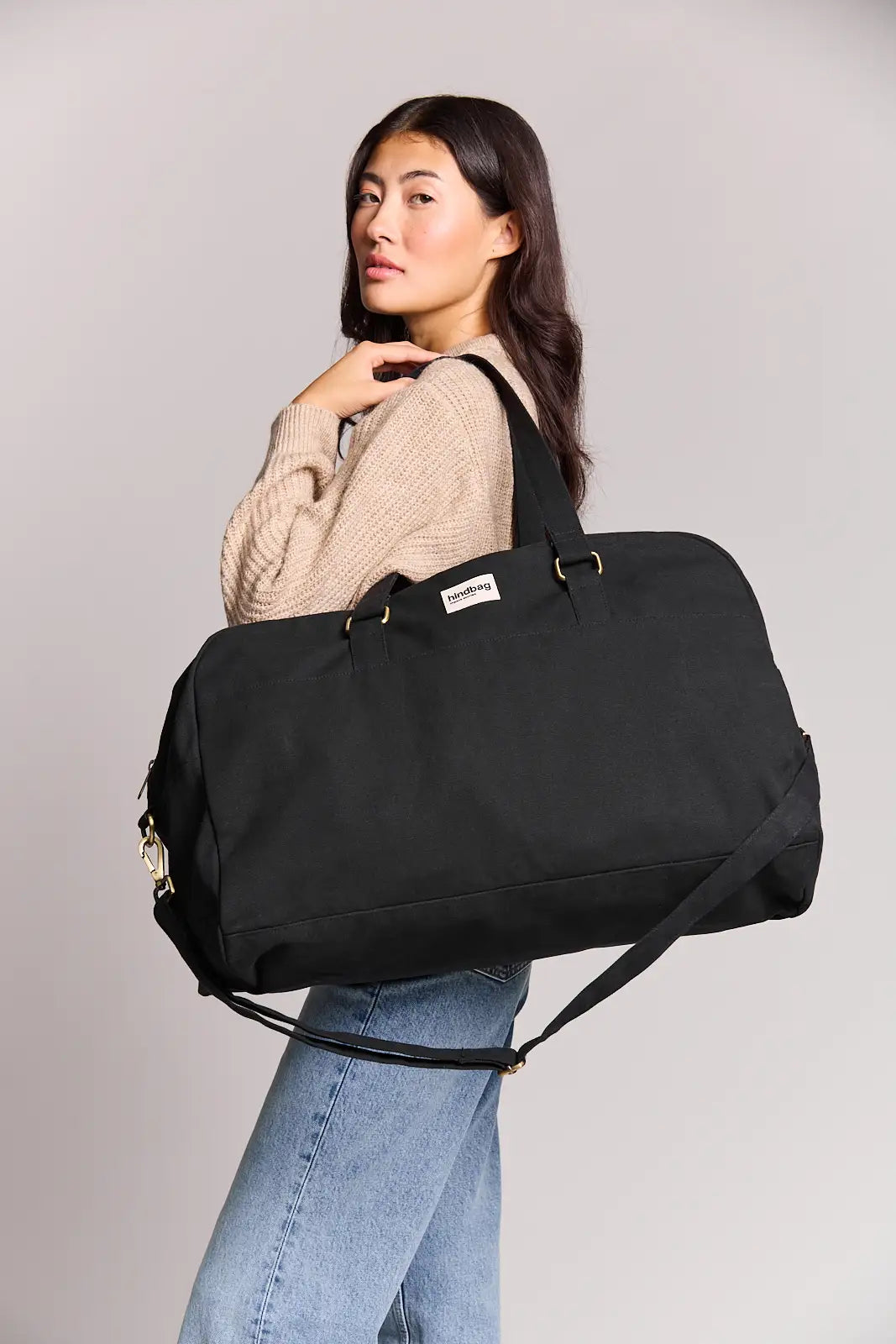 Sac de voyage déperlant en coton biologique | noir "yves"