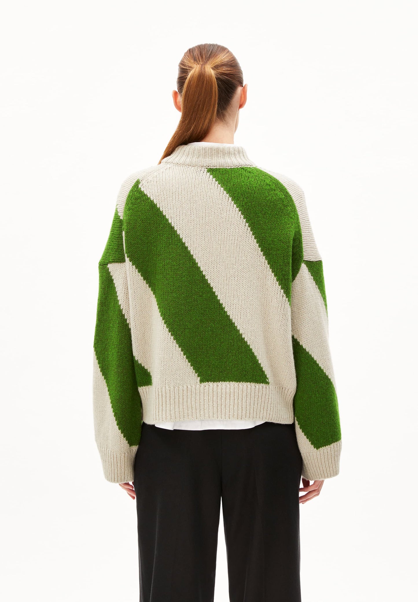 Pull en coton bio | vert "sadnaa stripes - gravel ivy green"