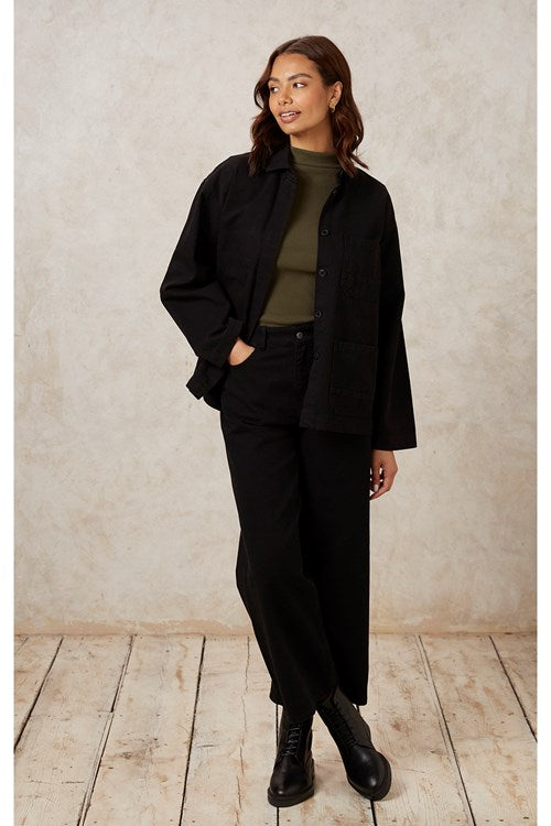 Veste noire en denim et coton bio - sally twill jacket black
