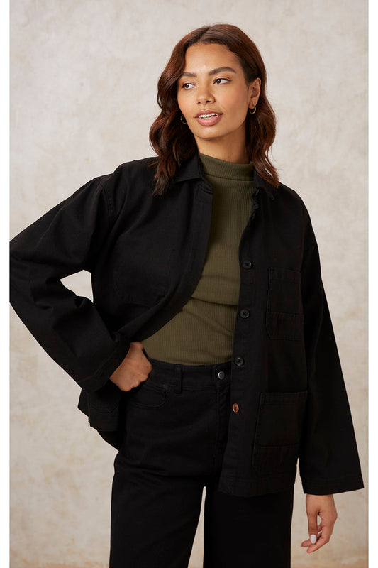 Veste noire en denim et coton bio - sally twill jacket black