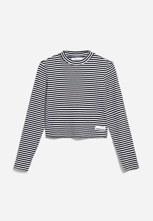 Sous-pull rayé en coton bio | noir et blanc "salmaraa stripes black-white"