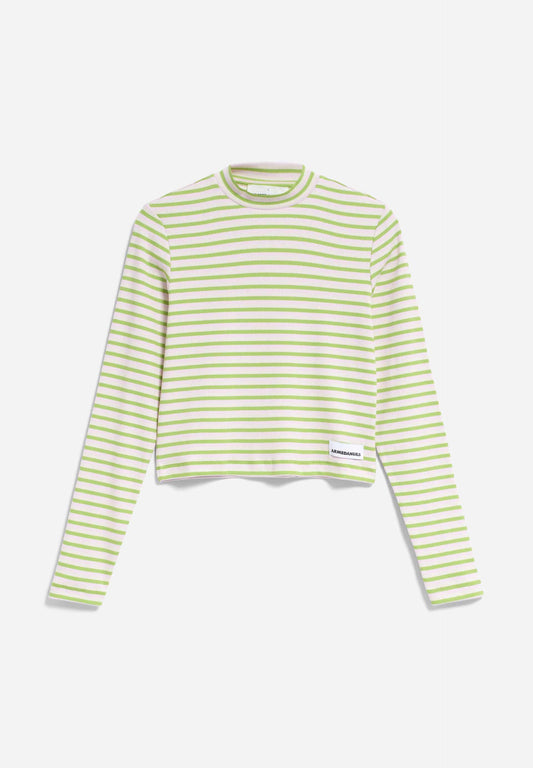 Sous-pull rayé en coton bio | vert et rose "salmaraa stripes super lime-pink light"