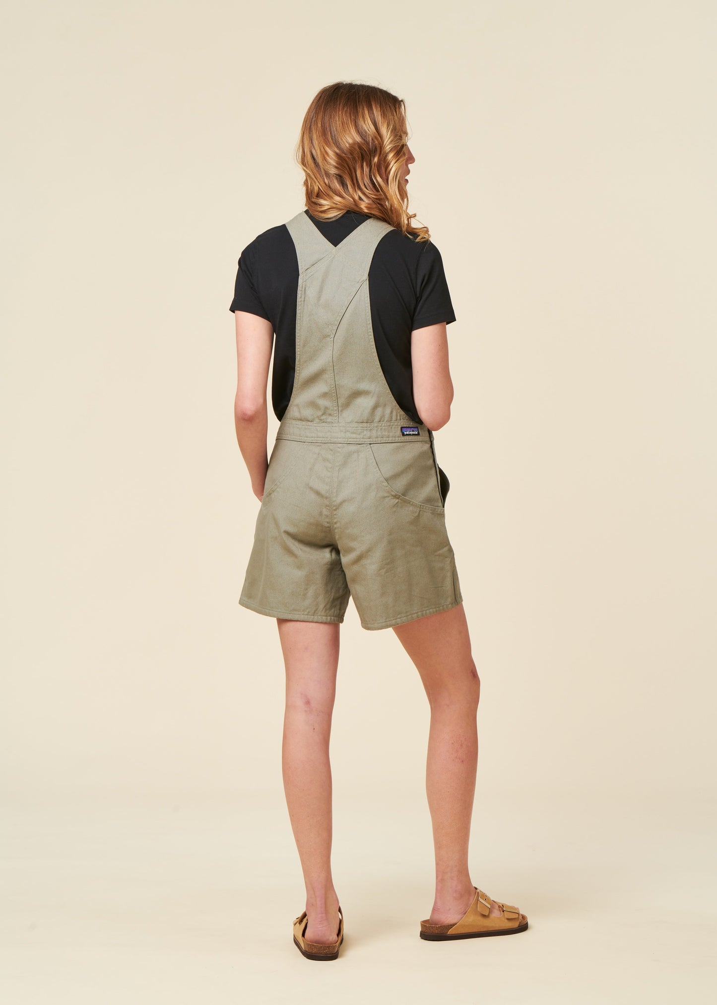 Salopette courte en coton bio | kaki "stand up overalls - river rock green"