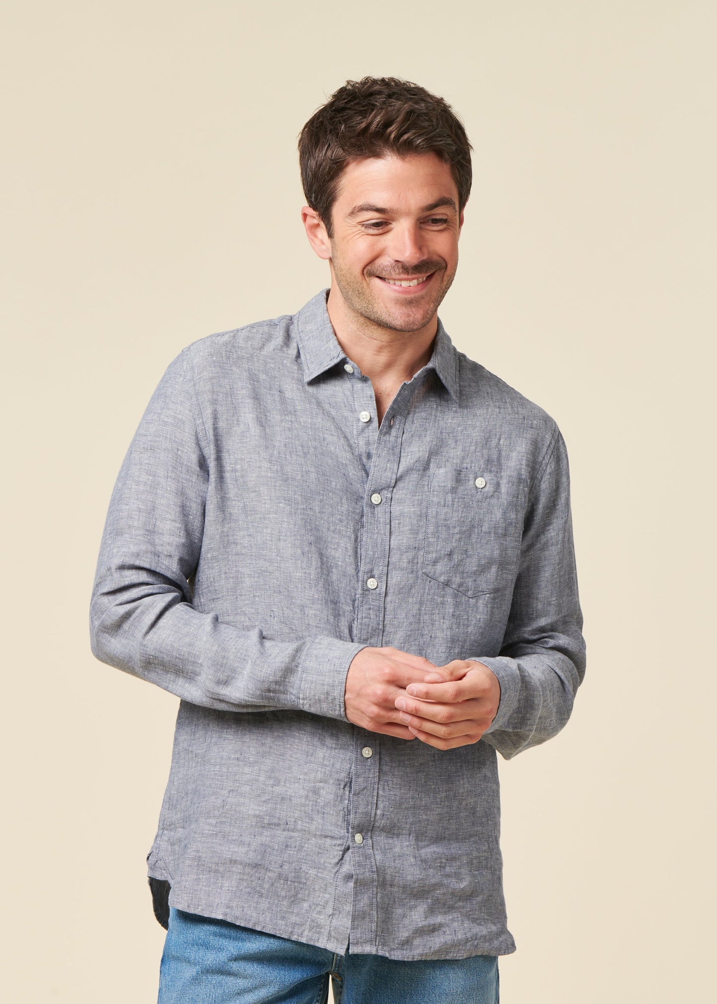 Chemise en lin biologique | vintage indigo "regular linen shirt vintage indigo"