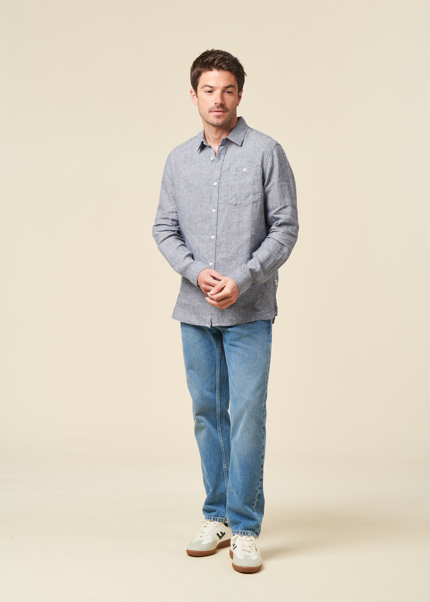 Chemise en lin biologique | vintage indigo "regular linen shirt vintage indigo"