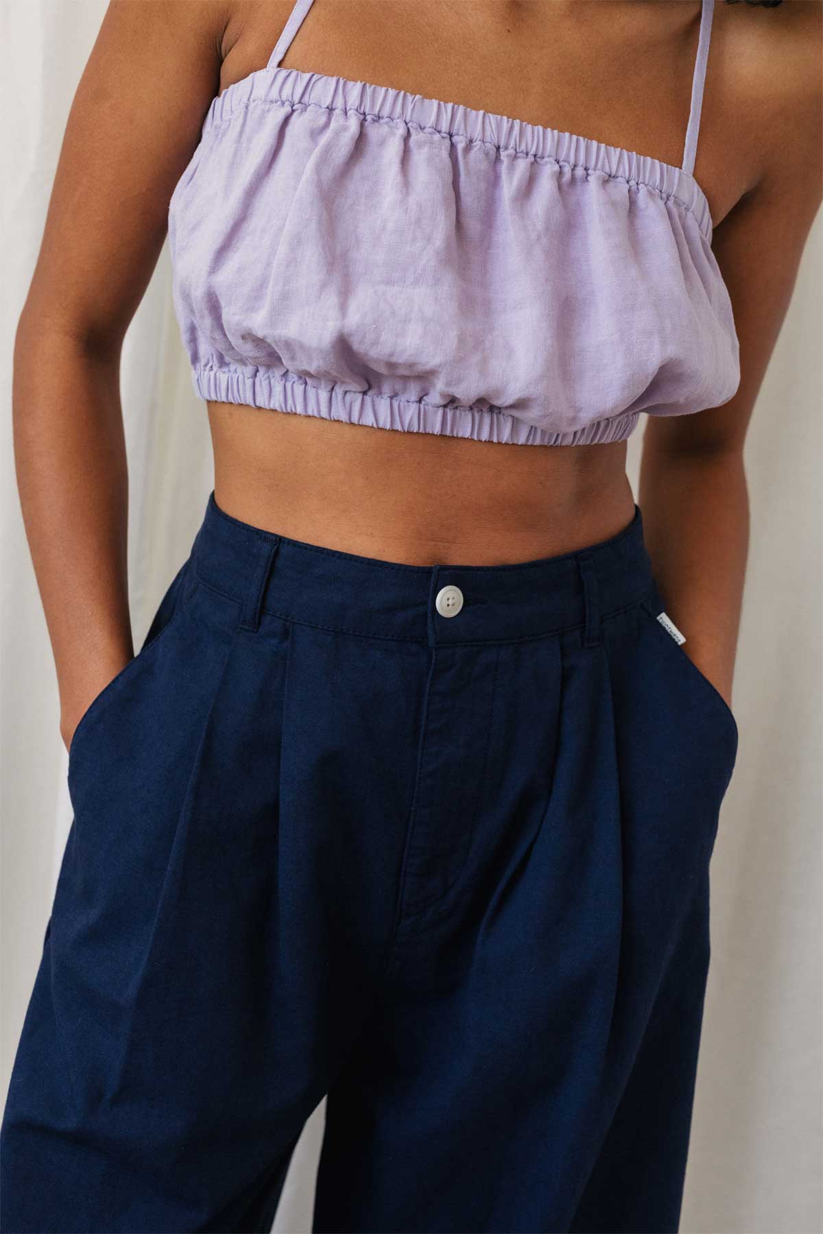 Pantalon ample en coton biologique | bleu "Sandhamn - blue night"