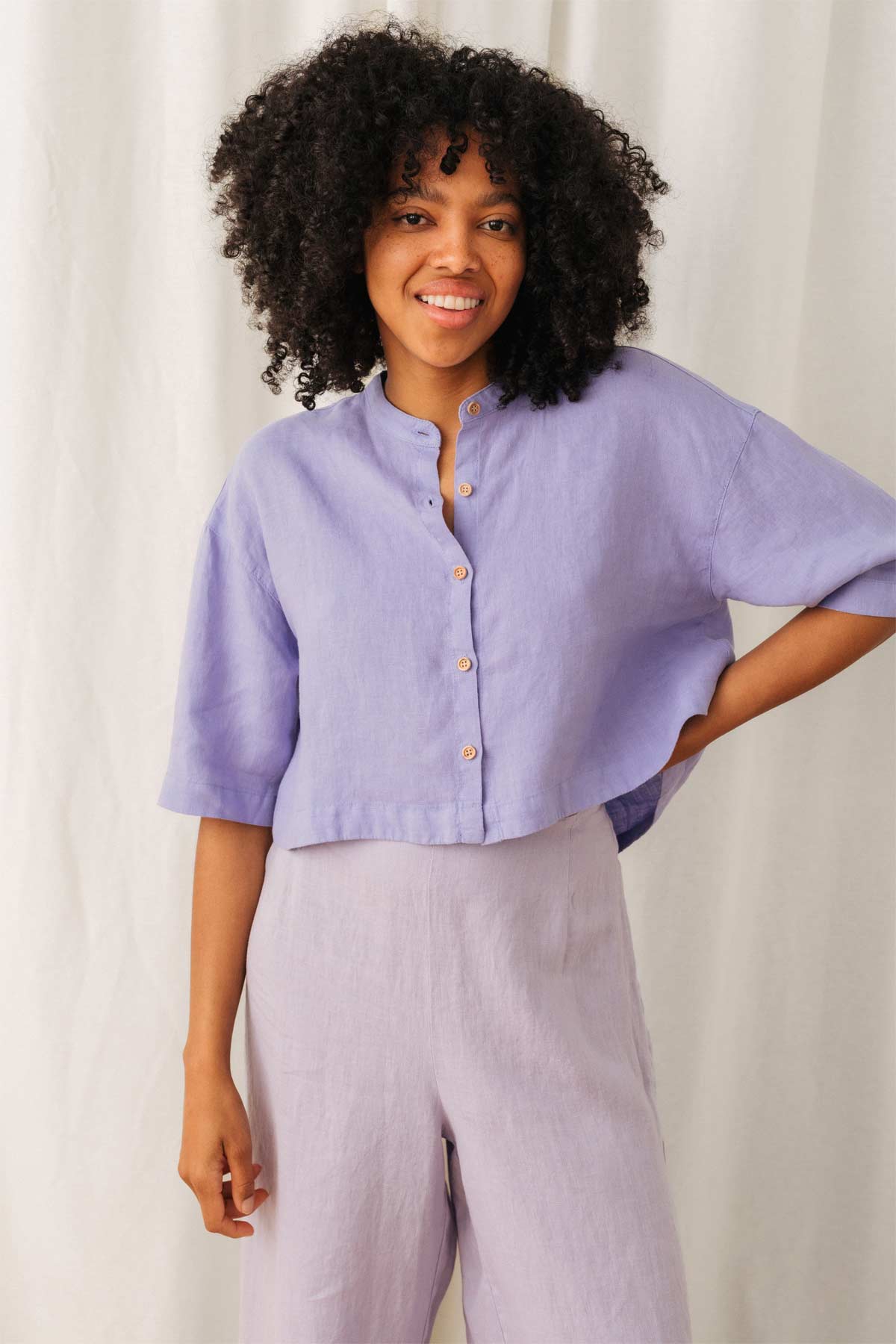 Chemise en lin | violet "Sandon - medium purple"