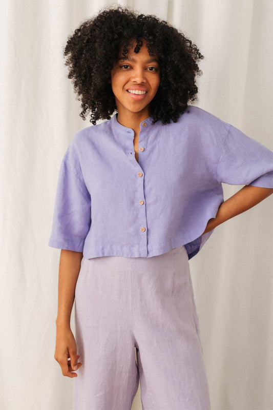 Chemise en lin | violet "Sandon - medium purple"