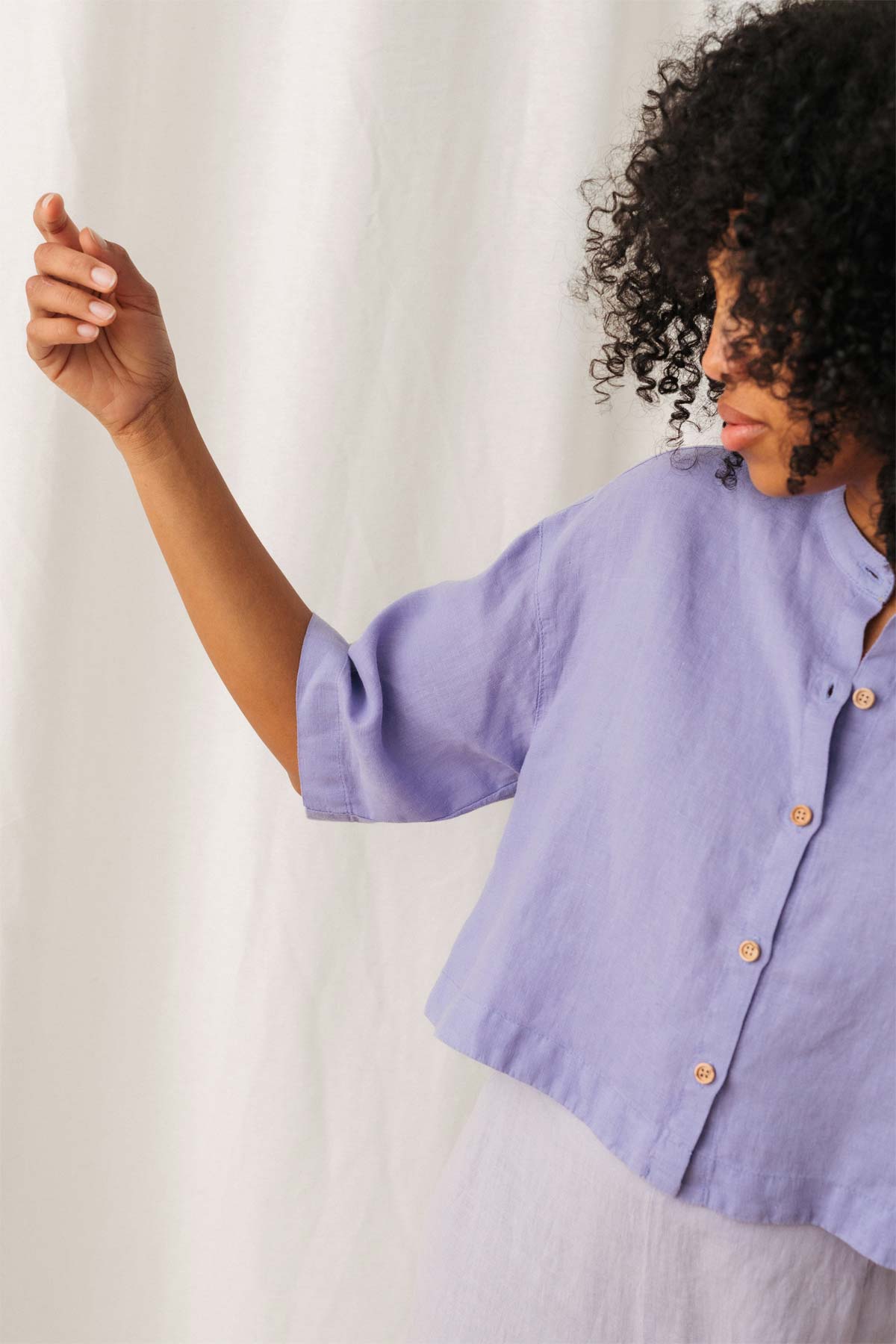 Chemise en lin | violet "Sandon - medium purple"
