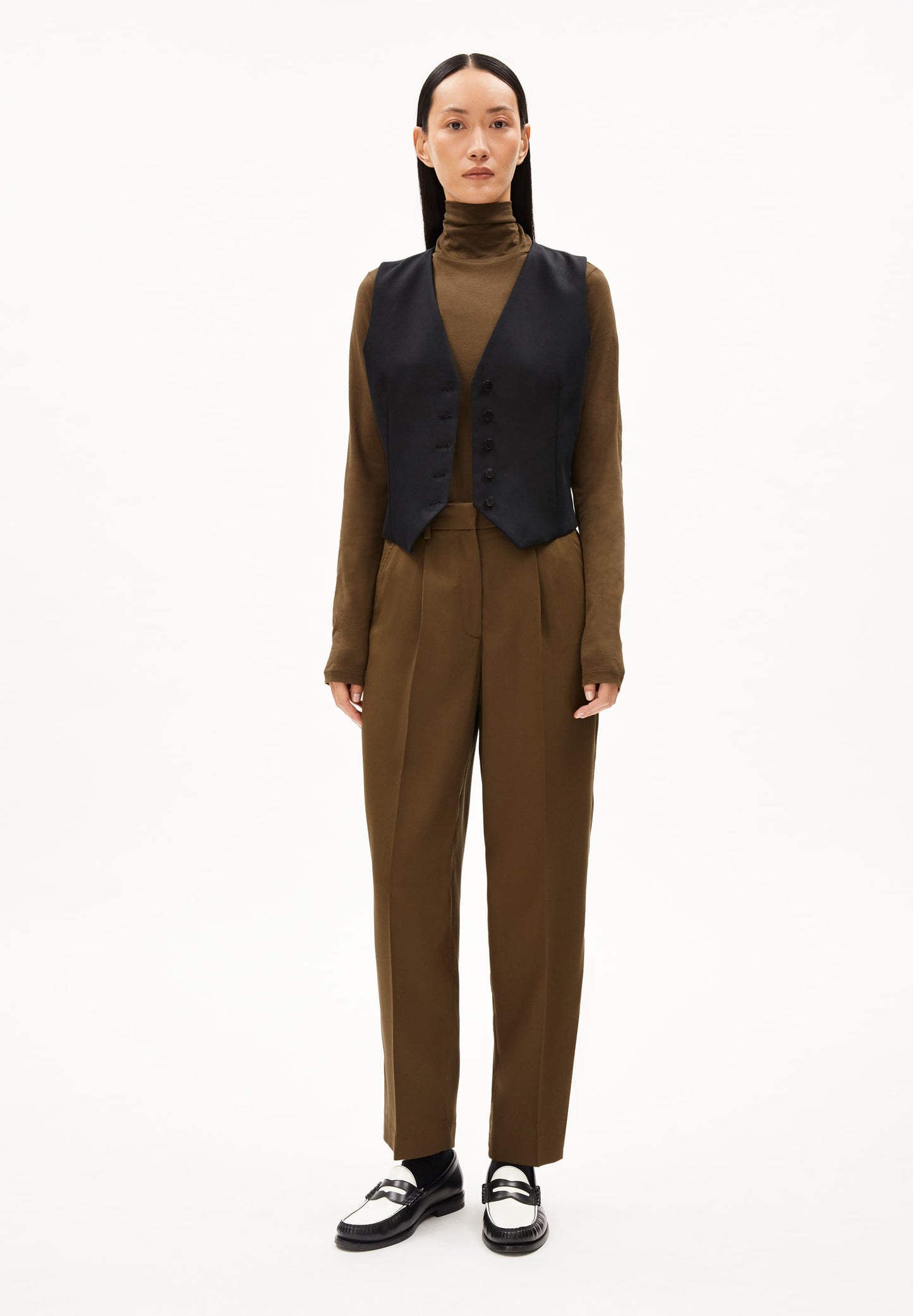 Pantalon à pinces en refibra | marron "sandrinaa tapered dried moss"