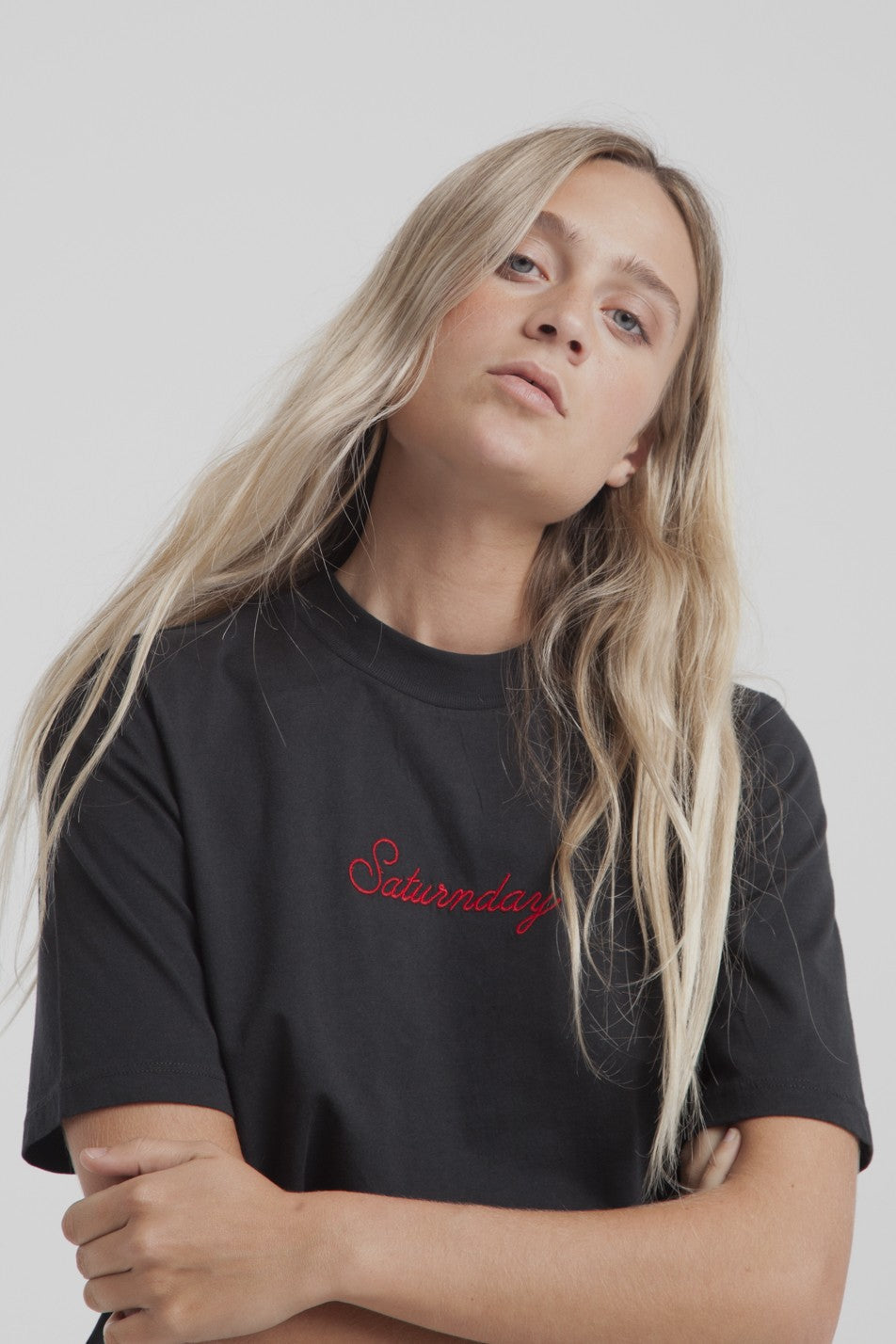 T-shirt noir en coton bio - Saturnday
