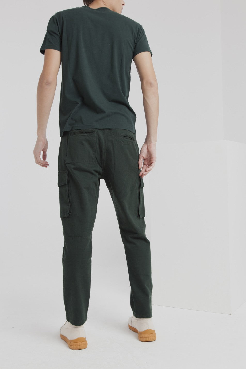 Pantalon cargo vert en coton bio