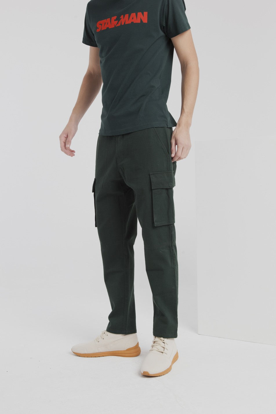 Pantalon cargo vert en coton bio