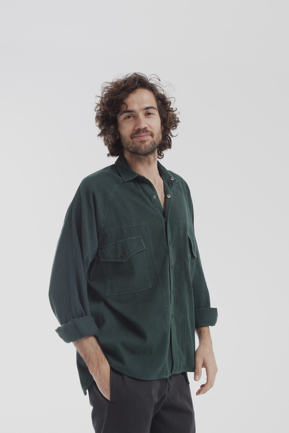 Chemise verte en coton bio - Santi