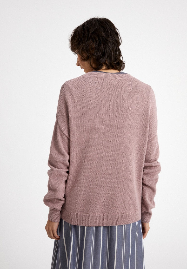 Pull rose à col rond en coton bio - SENAA