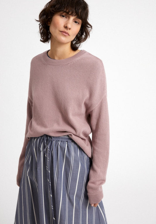 Pull rose à col rond en coton bio - SENAA