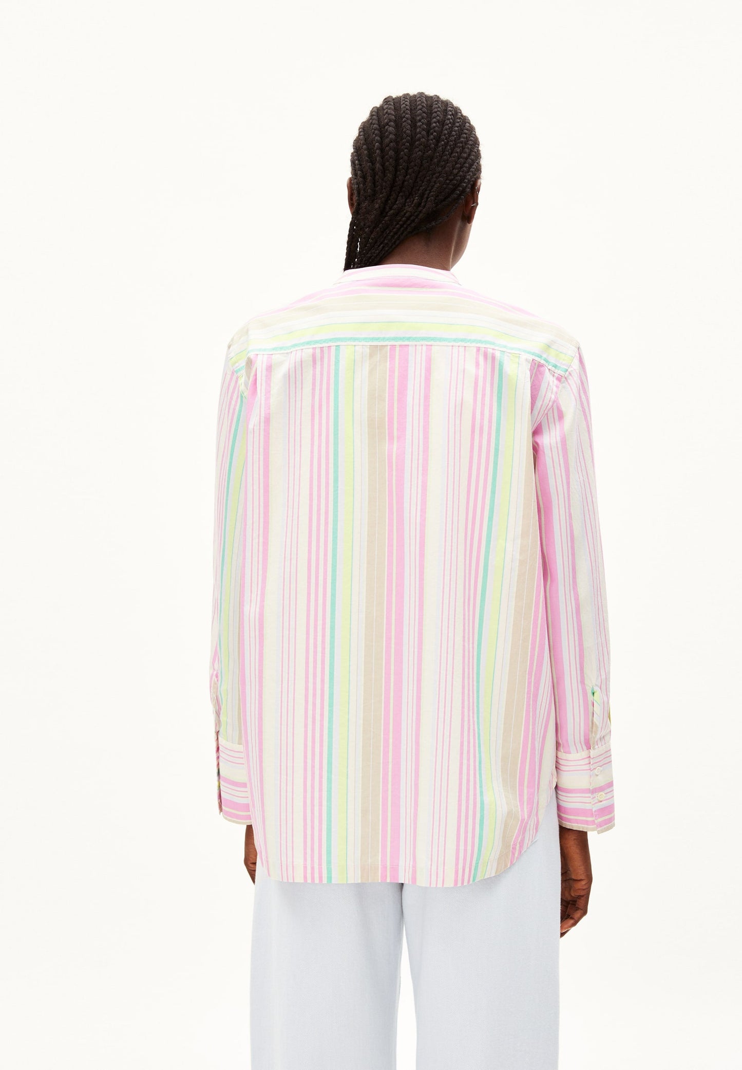 Chemise multicolore à rayures en coton bio - sennaama stripes white