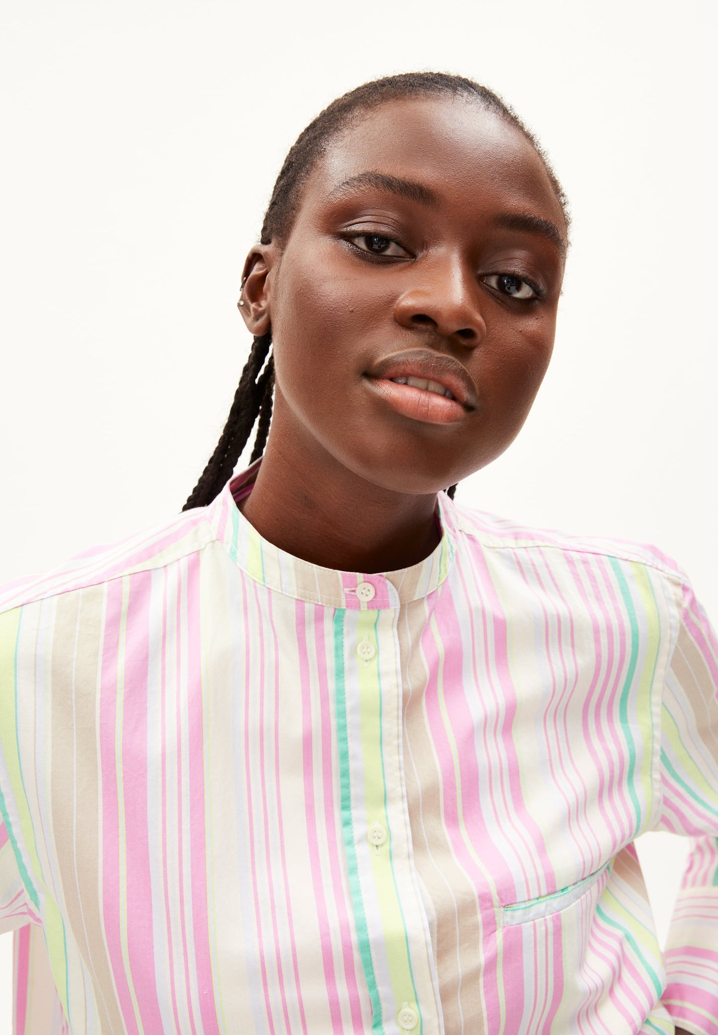 Chemise multicolore à rayures en coton bio - sennaama stripes white