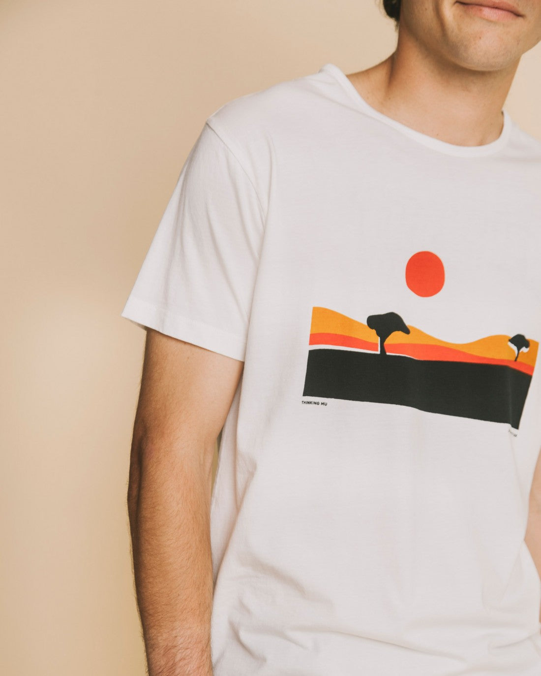 T-shirt blanc imprimé en coton bio - Serengueti