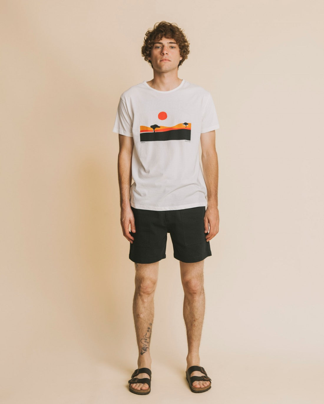 T-shirt blanc imprimé en coton bio - Serengueti
