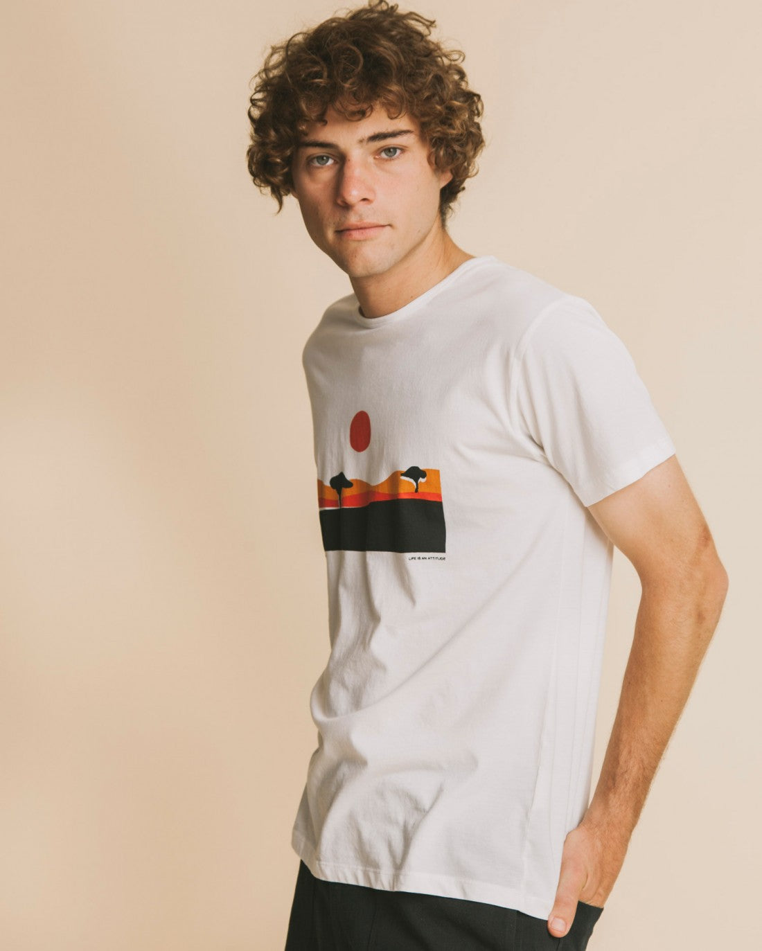 T-shirt blanc imprimé en coton bio - Serengueti