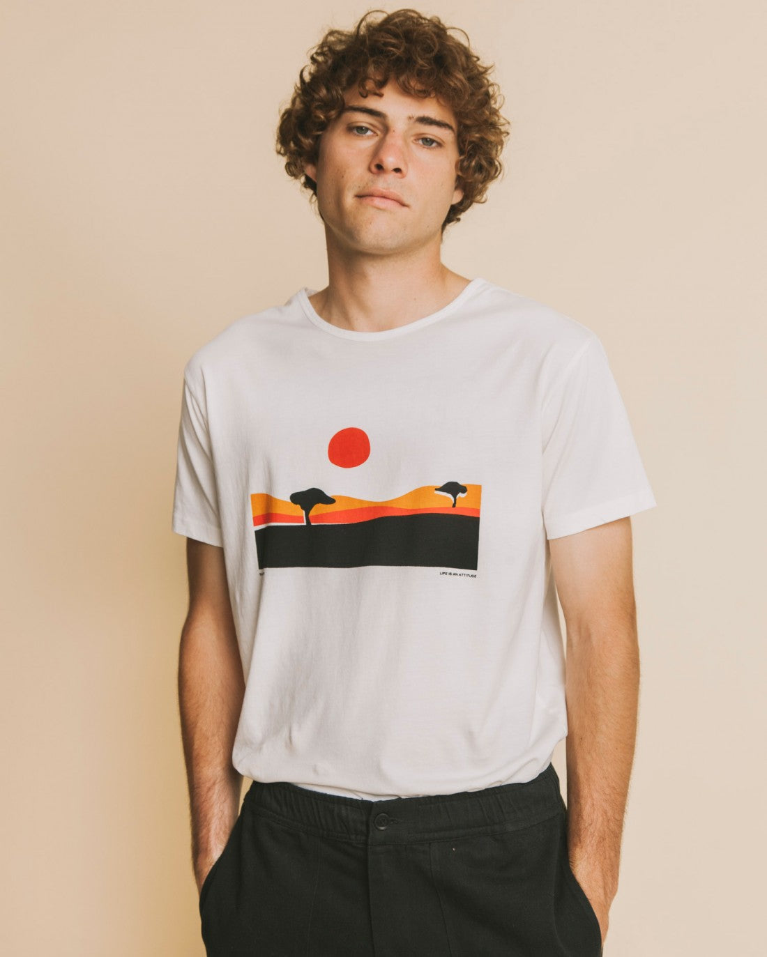 T-shirt blanc imprimé en coton bio - Serengueti