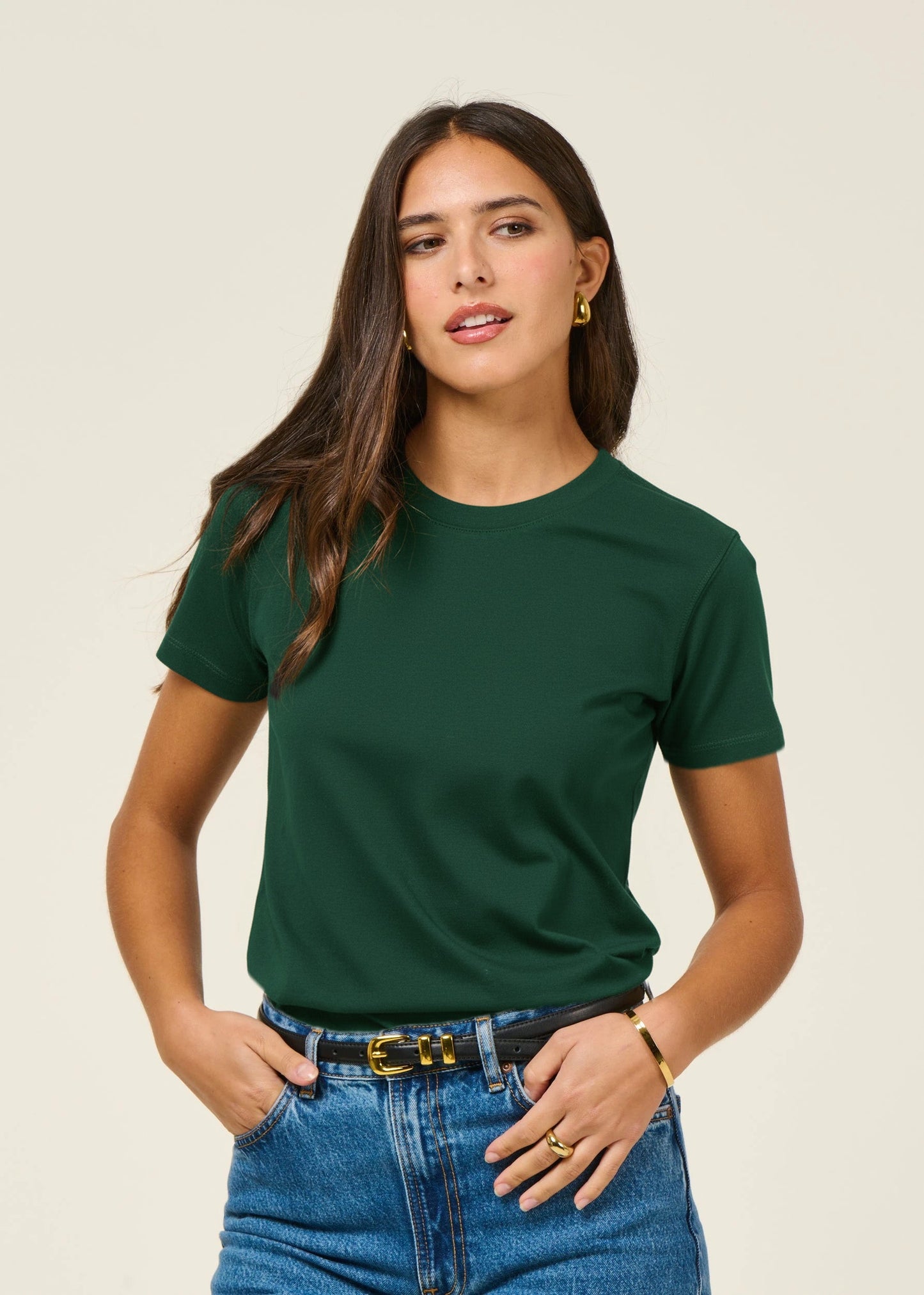 T-shirt classique en coton bio | vert forêt