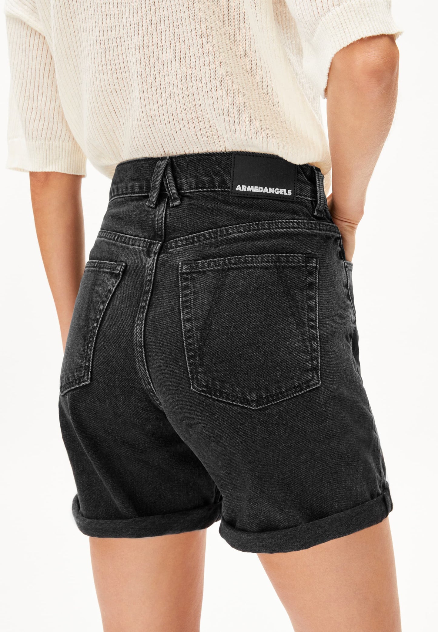 Short denim en coton bio | noir "sheaari - ebony black"