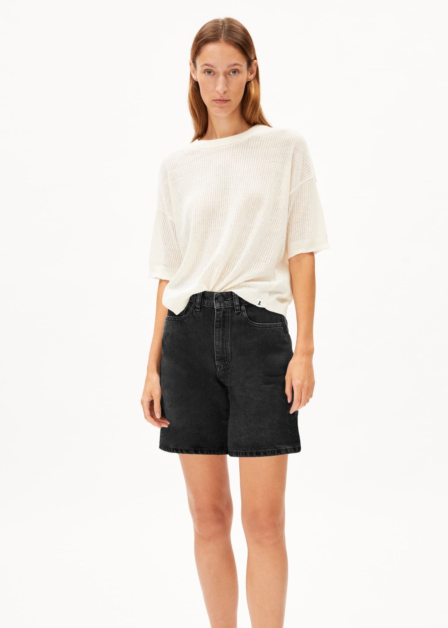 Short denim en coton bio | noir "sheaari - ebony black"