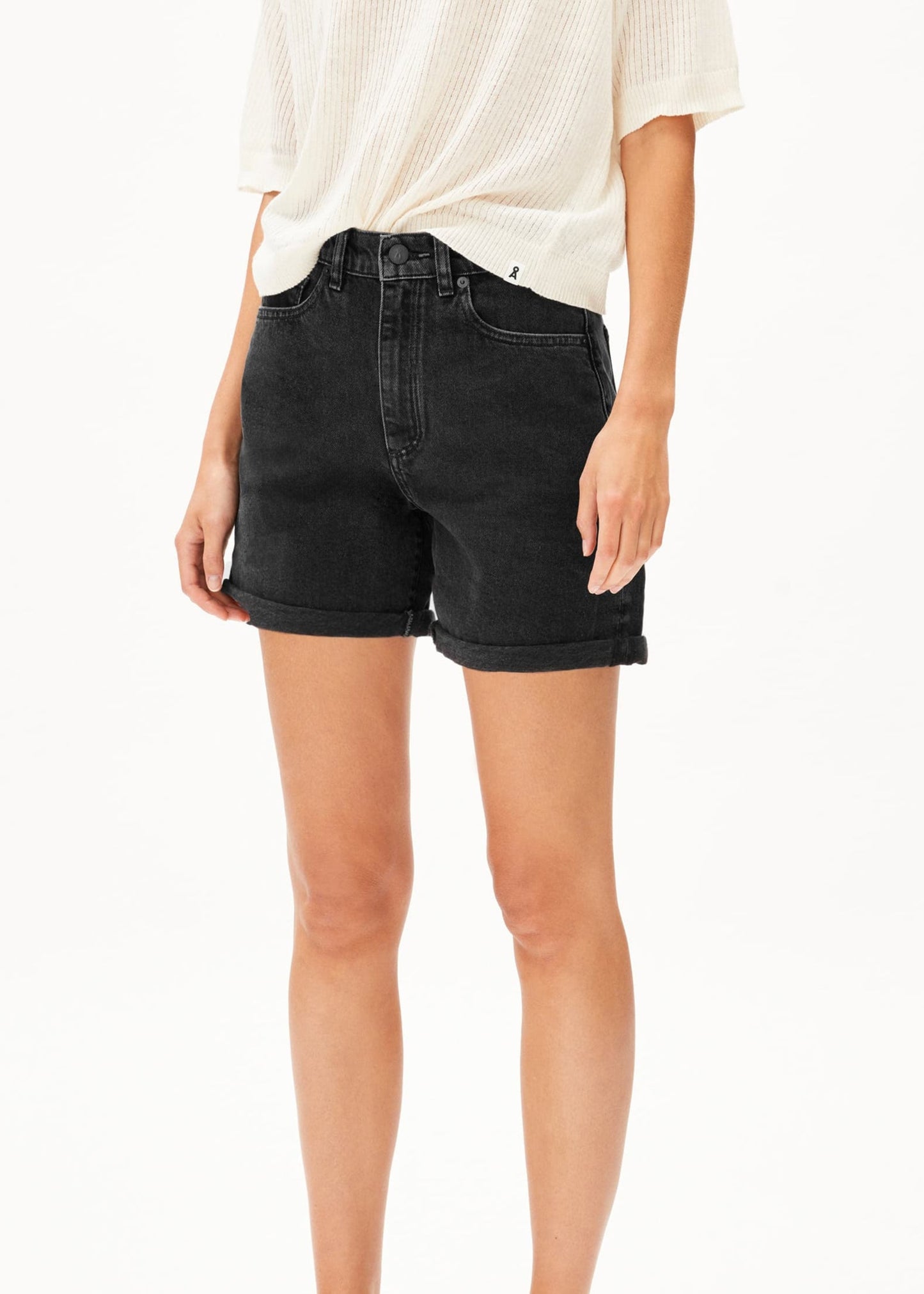 Short denim en coton bio | noir "sheaari - ebony black"