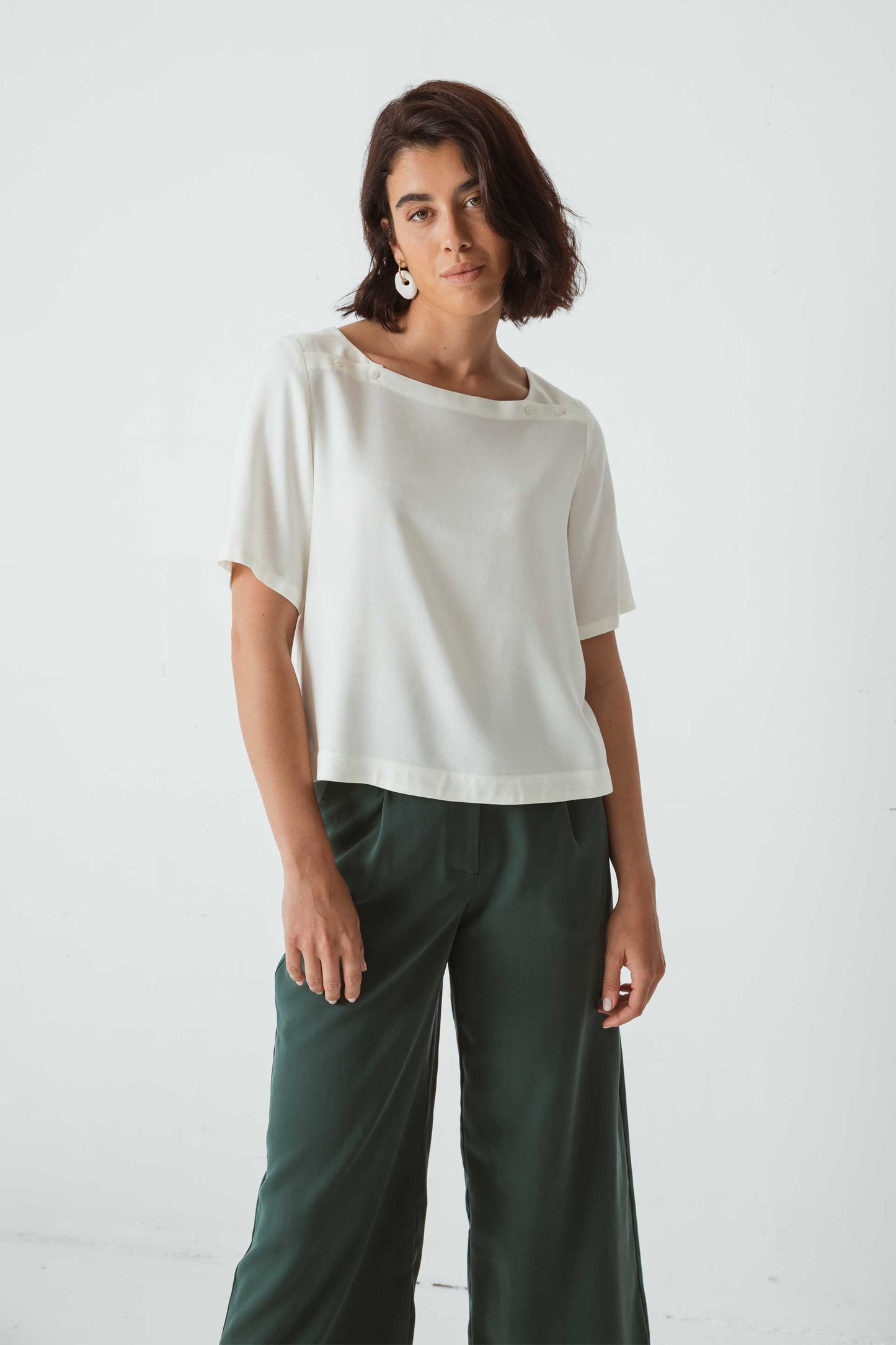 A RENVOYER - Blouse blanche en ecovero - camisa ninbe white