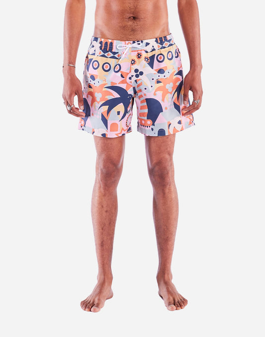 Short en polyester recyclé | multicolore "Swimwear guanacaste motif - pattern"