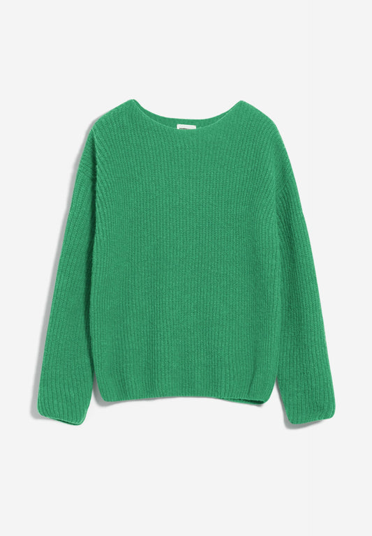 Pull vert pomme maille en coton bio, laine et alpaga - siaana apple neon