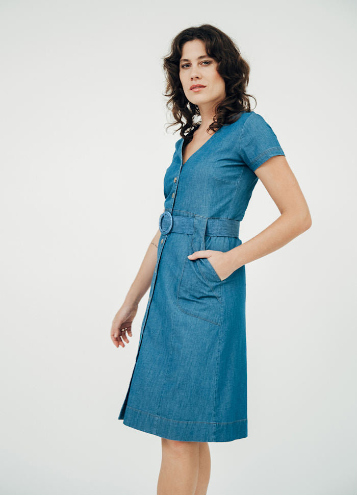 Robe denim en coton bio | bleu "Summer bliss dress - blue"