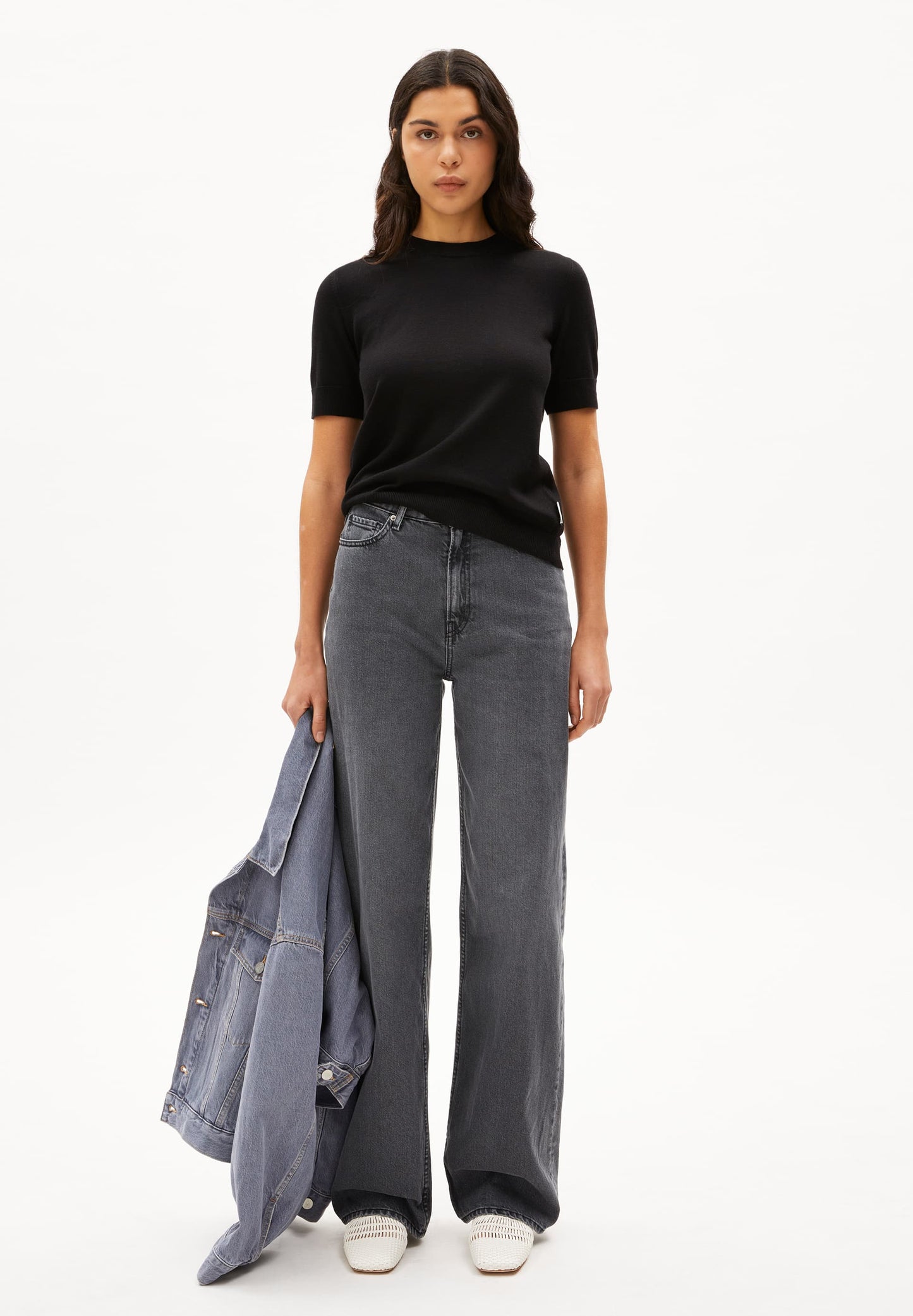 Top maille en coton bio et tencel | noir "siljiaas - black"
