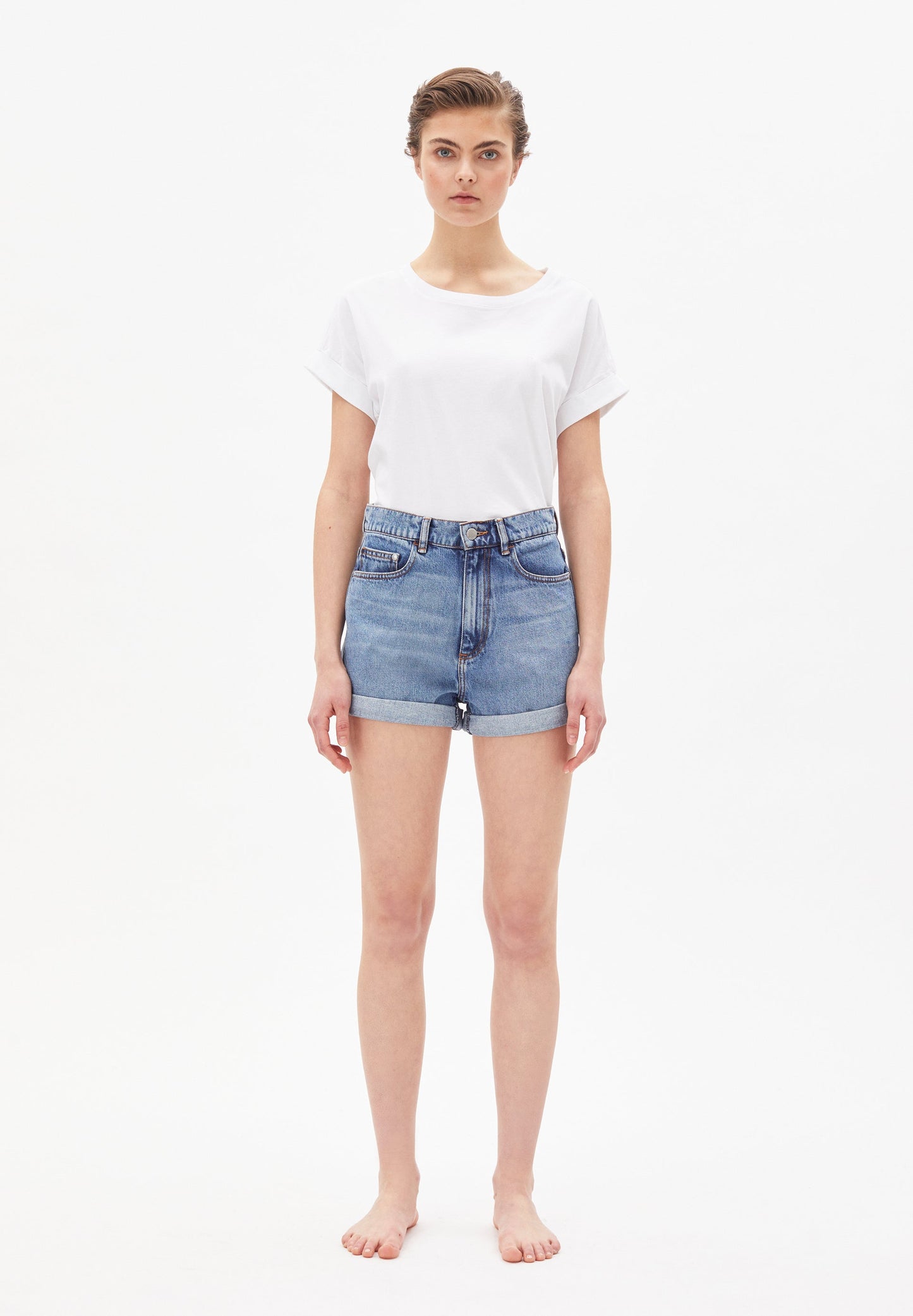 Short en jean bleu en coton bio - SILVAA
