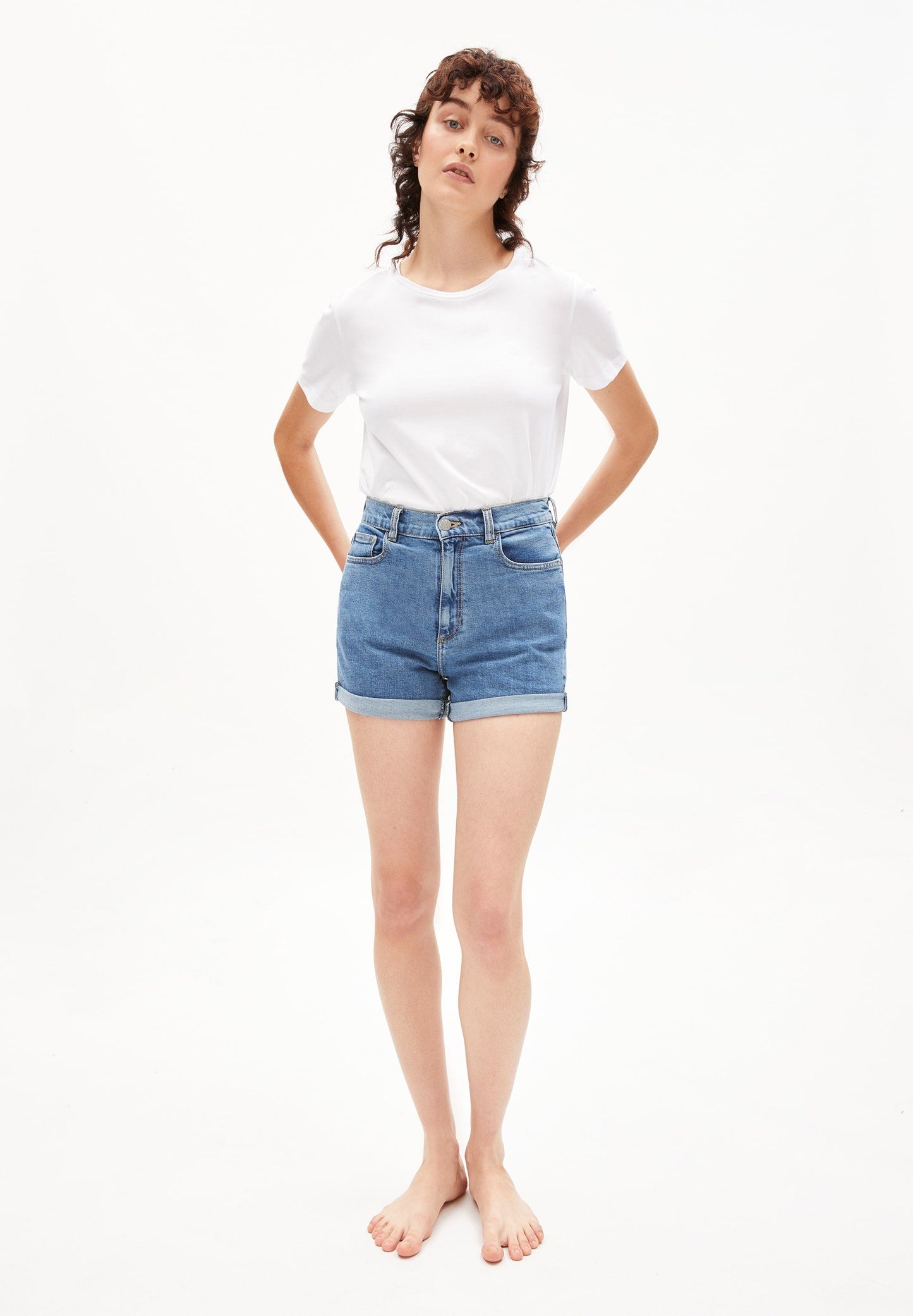 Short en jean bleu en coton bio - silvaa hemp bone blue