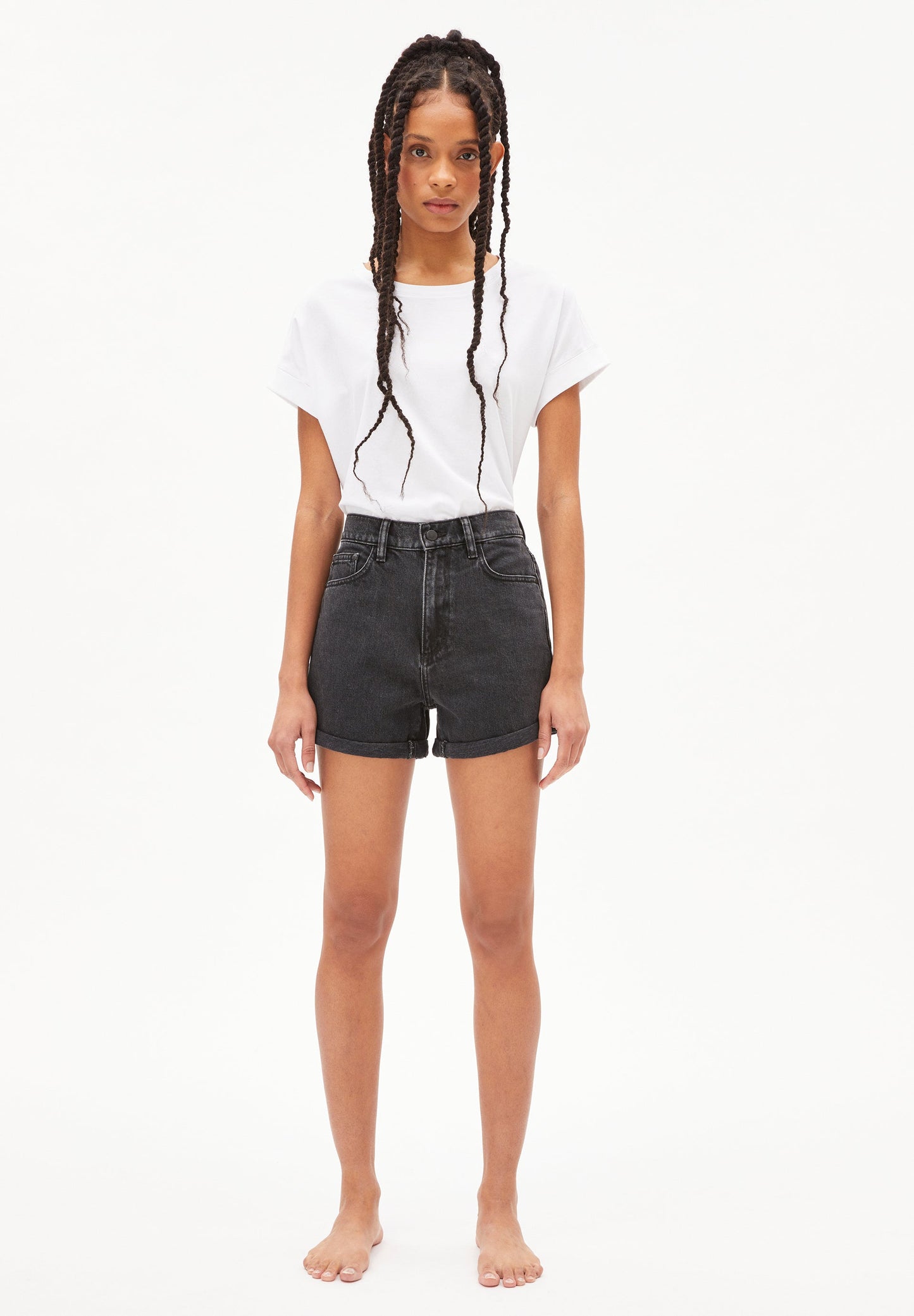 Short en jean noir en coton bio - Silvaa